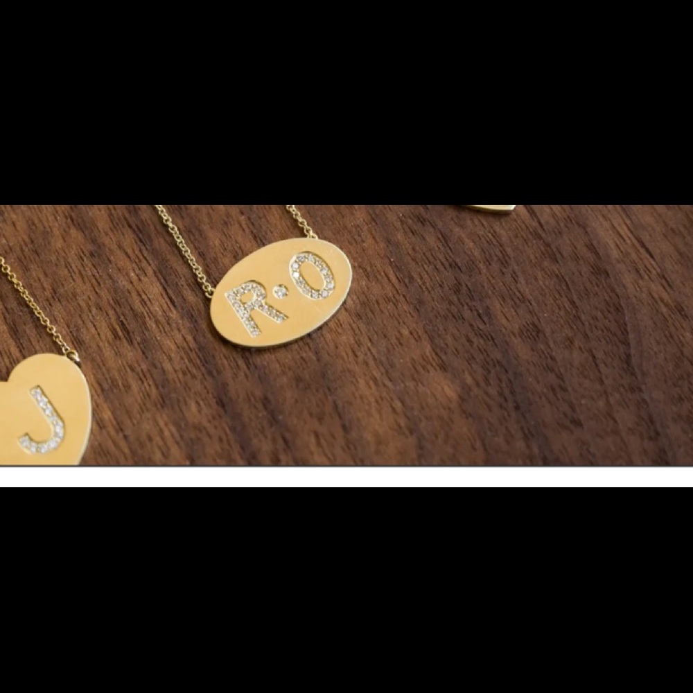 Jennifer Meyer diamond letter disc necklace